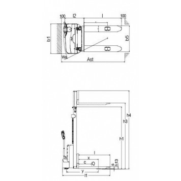 Самоходный Штабелер OXLIFT AX12DL 1600 мм 1200 кг Li-ion-9