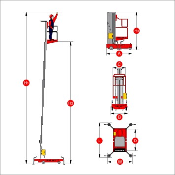 Телескопический Одномачтовый Подъемник ZX-1-100 OXLIFT 10 м 125 кг-8