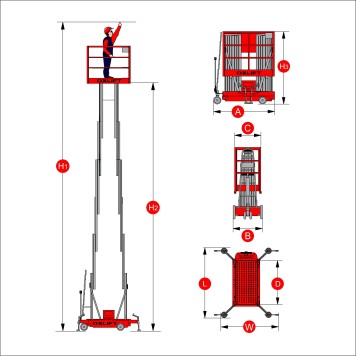 Телескопический Двухмачтовый Подъемник ZX-2-140 OXLIFT 14 м 200 кг-10
