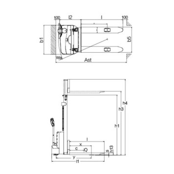 Самоходный Штабелер OXLIFT AX12D 1600 мм 1200 кг-8