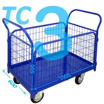 Тележка платформенная с сетчатыми бортами ТС 3 (г/п 300-550 кг, 600х1000 мм, колёса на выбор)