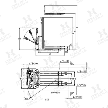 Самоходный Штабелер OXLIFT AX12 3500 мм 1200 кг-11