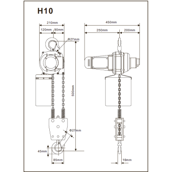Цепная мини-таль TOYO H10-2