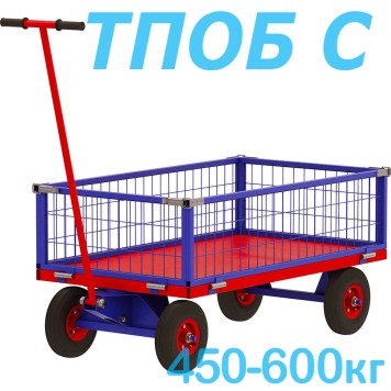 Тележка платформенная с поворотной осью ТПОБ 7С (г/п 450-600 кг, 800х1400 мм, колеса на выбор)