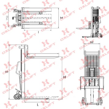 Ручной Гидравлический Штабелер OXLIFT HS1016 1600 мм 1000 кг-4