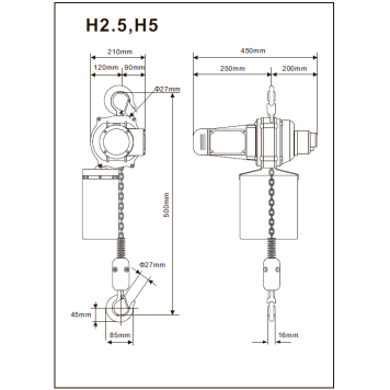 Цепная мини-таль TOYO H2.5-2