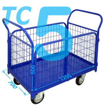 Тележка платформенная с сетчатыми бортами ТС 5 (г/п 300-550 кг, 700х1200 мм, колёса на выбор)